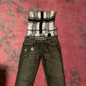 Vintage 90s luxury brand CoSTUME NATIONAL size 42 strapless plaid tube top